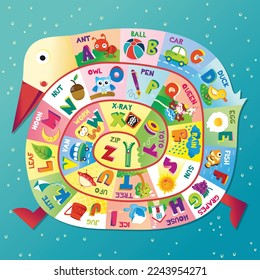 Alphabets and letters illustration with cute swan design for kids education