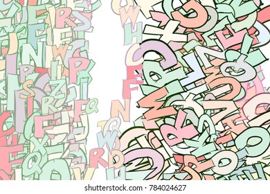 Alphabets letters illustrations background abstract, colorful texture. Cartoon style vector.
