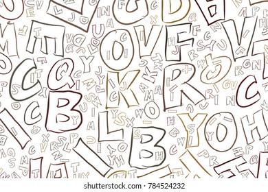 Alphabets letters illustrations background abstract, colorful texture. Cartoon style vector.