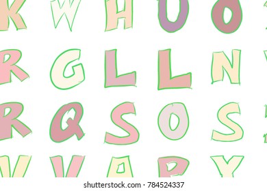 Alphabets letters illustrations background abstract, colorful texture. Cartoon style vector.