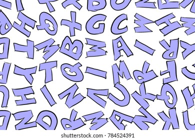 Alphabets letters illustrations background abstract, colorful texture. Cartoon style vector.