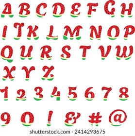 Alphabets, Letters, Numbers and sign with watermelon slice pattern. Letters with watermelon pattern to make your design refreshing. 