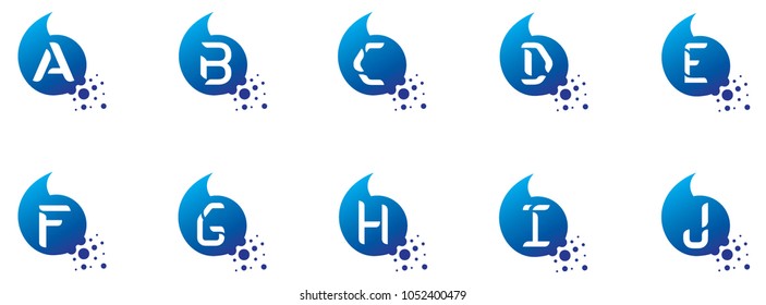 Alphabets logo dot vector on blue