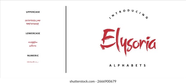 Ilustración vectorial del alfabeto de Elysoria, fuente decorativa elegante con letras artísticas lujosas, ideal para la marca, invitaciones de boda, carteles, logotipos, y diseños creativos modernos de la tipografía