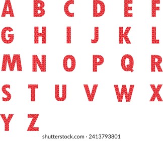 Alphabets in Red Heart Pattern Vector