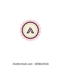 Alfabetos de diseño de logotipo floral de marco redondeado Templete