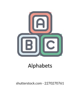 Alfabetos Iconos de contorno de relleno vectorial. Material gráfico simple