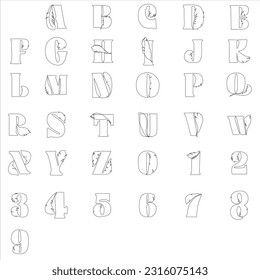 Alphabets vector floral creative and modern style 26 letters alphabets and 10 numbers