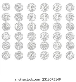 Alphabets vector floral creative and modern style 26 letters alphabets and 10 numbers