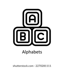 Vector de alfabetos   iconos de esquema. Material gráfico simple