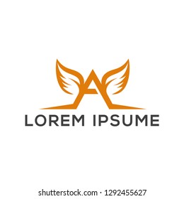 A Alphabets wings logo design symbol vector