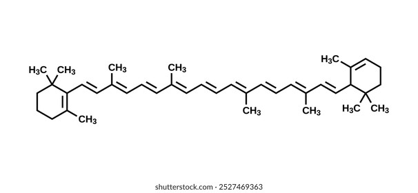 Alpha-carotene structural formula, vector illustration