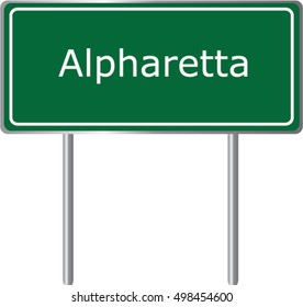 Alpharetta , Georgia , road sign green vector illustration, road table, USA city