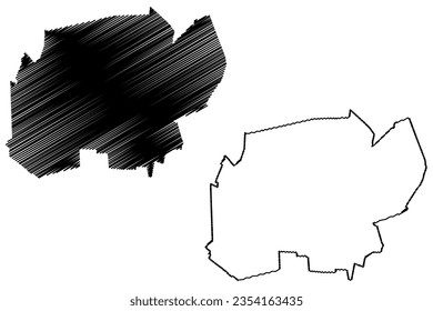 Alphen aan den Rijn Stadt und Gemeinde (Königreich der Niederlande, Holland, Südholland oder Provinz Zuid-Holland) Karte, Vektorgrafik, Skizze-Karte