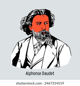 Alphonse Daudet was a French novelist and playwright famous for his vivid, often comic stories. Hand-drawn 