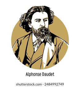 Alphonse Daudet is a French novelist and playwright, famous for his vivid, often comic stories from the life of the southern regions - Provence and Languedoc. Hand drawn vector illustration