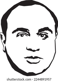 Alphonse Gabriel Capone, known as Al Capone, American gangster, 1899 - 1947, Stylized Black and White Vector Illustration