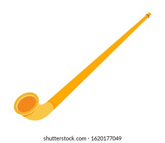 alphorn vector icon illustration isolated on white. Flat ethnic swiss musical instrument.