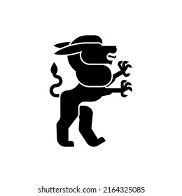 Alphyn Heraldic animal silhouette. Fantastic Beast. Monster for coat of arms. Heraldry design element.
