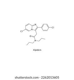 Alpidem flache skelettmolekulare Struktur Z-Arzneimittel (Nonbenzodiazepin) zur Behandlung von Angststörungen. Vektorgrafik.