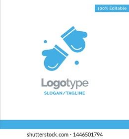 Alpine, Arctic, Canada, Gloves, Scandinavia Blue Solid Logo Template. Place for Tagline