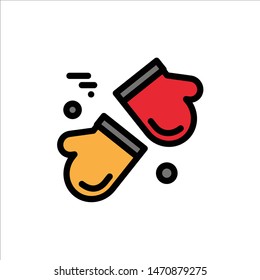 Alpine, Arctic, Canada, Gloves, Scandinavia  Flat Color Icon. Vector icon banner Template. Vector Icon Template background