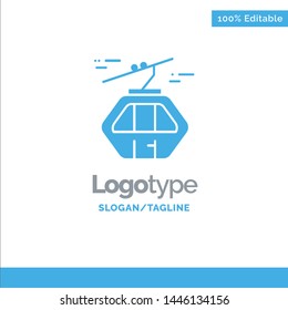 Alpine, Arctic, Canada, Gondola, Scandinavia Blue Solid Logo Template. Place for Tagline