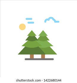 Alpine, Arctic, Canada, Pine Trees, Scandinavia  Flat Color Icon. Vector icon banner Template