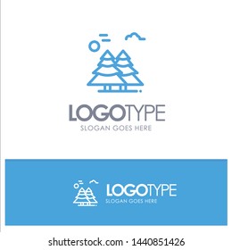 Alpine, Arctic, Canada, Pine Trees, Scandinavia Blue outLine Logo with place for tagline