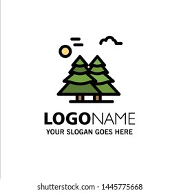 Alpine, Arctic, Canada, Pine Trees, Scandinavia Business Logo Template. Flat Color