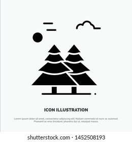 Alpine, Arctic, Canada, Pine Trees, Scandinavia solid Glyph Icon vector
