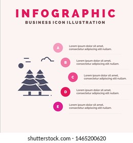 Alpine, Arctic, Canada, Pine Trees, Scandinavia Solid Icon Infographics 5 Steps Presentation Background. Vector Icon Template background