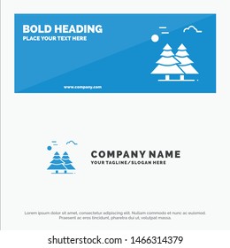 Alpine, Arctic, Canada, Pine Trees, Scandinavia SOlid Icon Website Banner and Business Logo Template. Vector Icon Template background