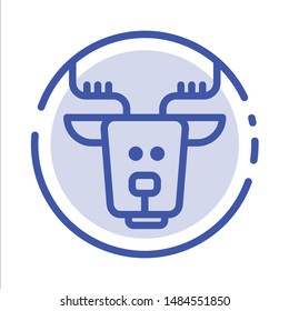 Alpine, Arctic, Canada, Reindeer Blue Dotted Line Line Icon. Vector Icon Template background