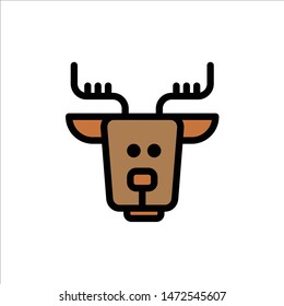 Alpine, Arctic, Canada, Reindeer  Flat Color Icon. Vector icon banner Template