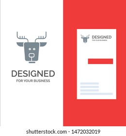 Alpine, Arctic, Canada, Reindeer Grey Logo Design and Business Card Template
