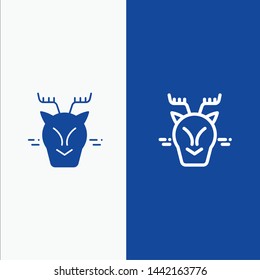 Alpine, Arctic, Canada, Reindeer Line and Glyph Solid icon Blue banner Line and Glyph Solid icon Blue banner