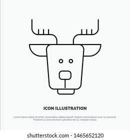 Alpine, Arctic, Canada, Reindeer Line Icon Vector. Vector Icon Template background