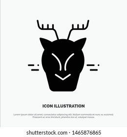 Alpine, Arctic, Canada, Reindeer solid Glyph Icon vector. Vector Icon Template background