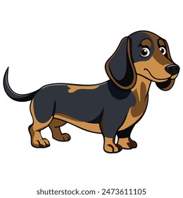 Ilustración vectorial de perro alpino Dachsbracke aislado sobre fondo blanco en estilo de dibujos animados.