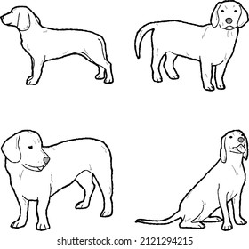 Alpine Dachsbracke Vector Illustration Hand Drawn Animal Cartoon Art