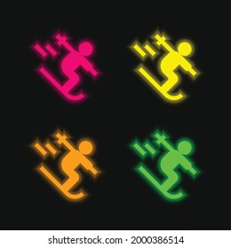 Icono de vector de neón brillante de cuatro colores alpino