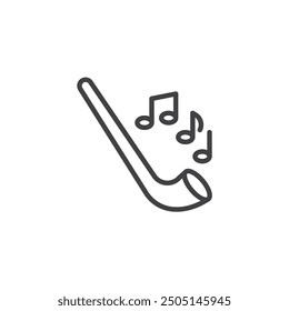 Alpine Horn line icon. linear style sign for mobile concept and web design. Alpine Horn outline vector icon. Symbol, logo illustration. Vector graphics