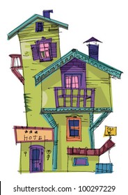alpine hotel - cartoon