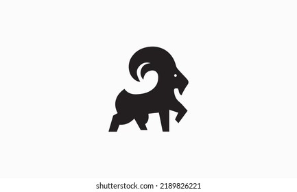 Alpine Ibex goat Silhouette, Capra Ibex, Aimal Vectro Illustration