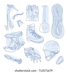 Alpine icon pack. Vector illustration. Winter colors