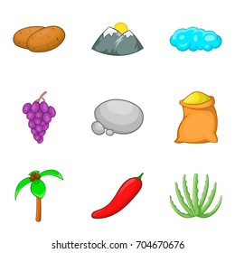 Alpine icons set. Cartoon set of 9 alpine vector icons for web isolated on white background