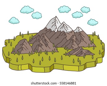 alpine with landscape isometric concept nature.
