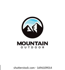 Alpine Mountain Adventure logo . Mountain Outdoor Logo Design ,Hiking, Camping, Expedition And Outdoor Adventure. Exploring Nature
