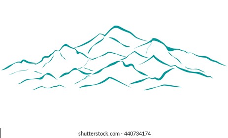 alpine mountain green outline alaska landscape vector illustration